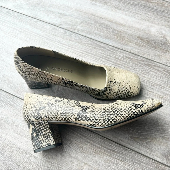 Enzo Angiolini Snake  Skin Square Toe Block Heel Pumps - Picture 2 of 15
